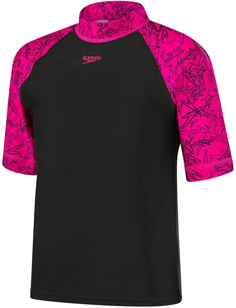 Speedo Girl's Boom Rash Vest Black/Pink 30